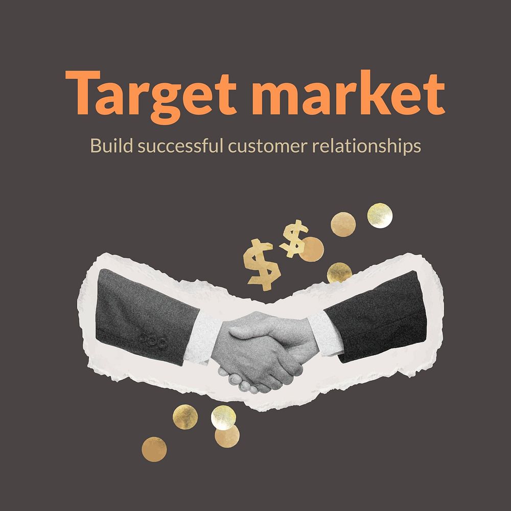 Instagram post template, target market concept collage element vector