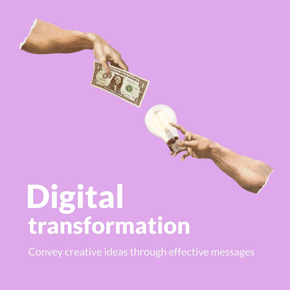 Instagram post template, digital transformation concept vector
