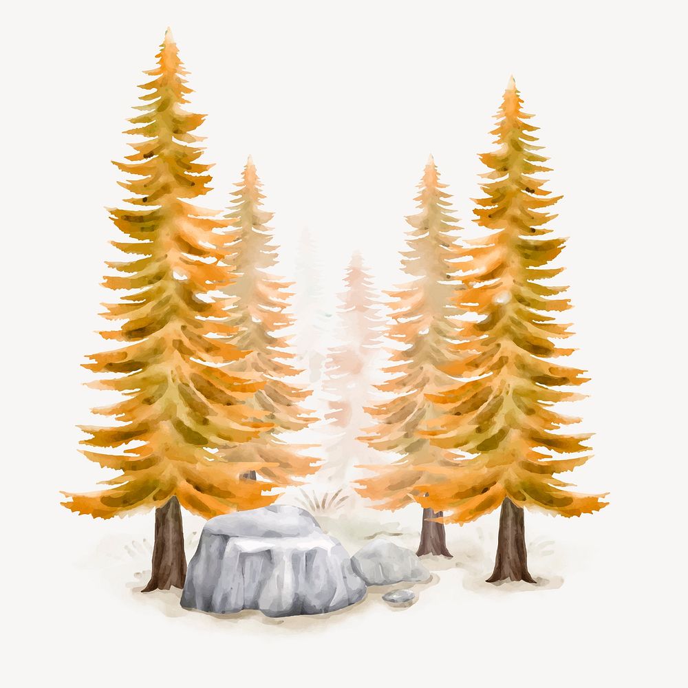 Watercolor autumn forest clipart vector