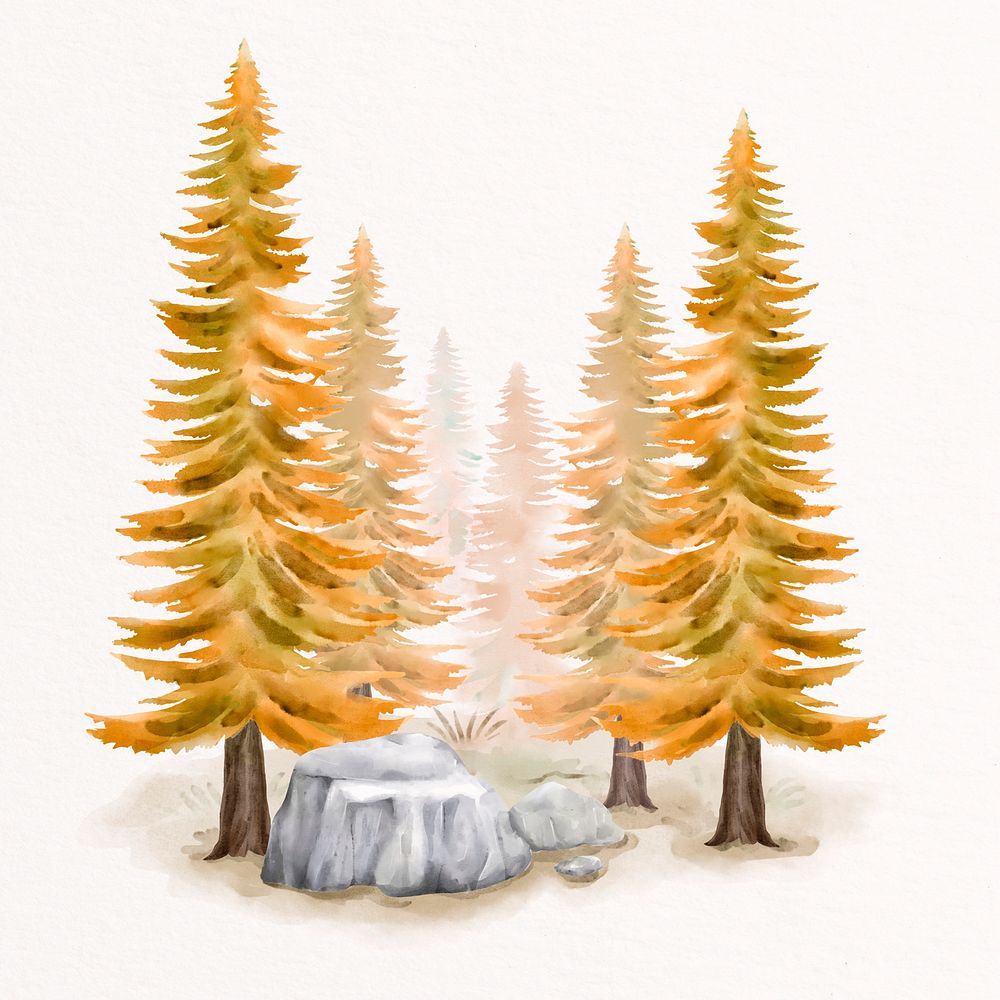 Autumn forest, watercolor nature collage element psd