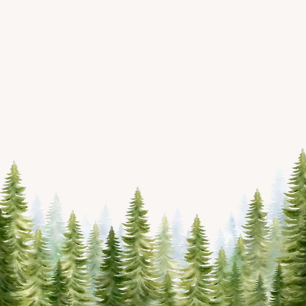 Watercolor forest background, nature border collage element vector