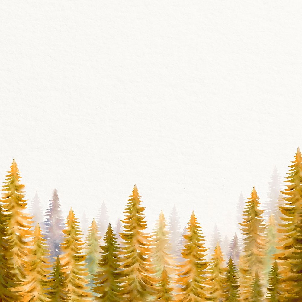 Autumn pine forest background, nature border