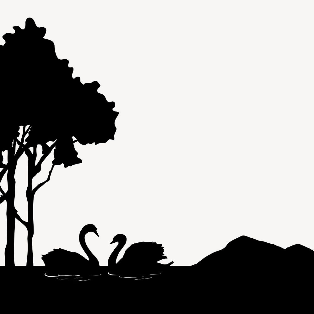 Silhouette swan in nature background