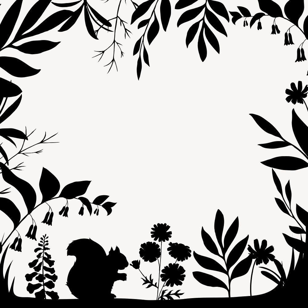 Forest silhouette frame background, nature collage element vector