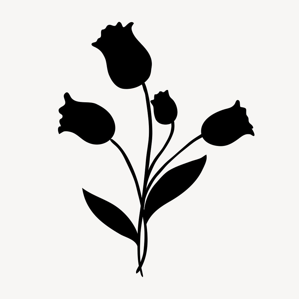 Lisianthus silhouette, flower collage element psd