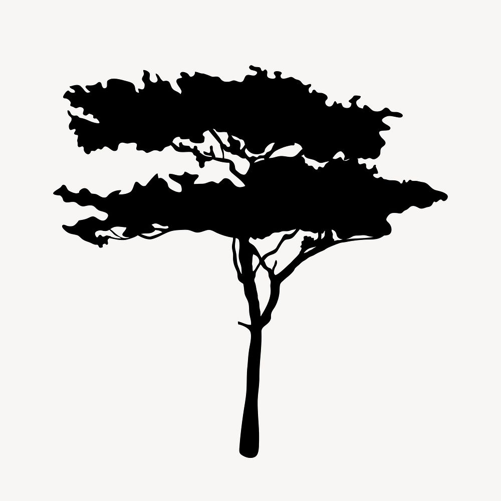 Silhouette gum tree, plant collage element psd