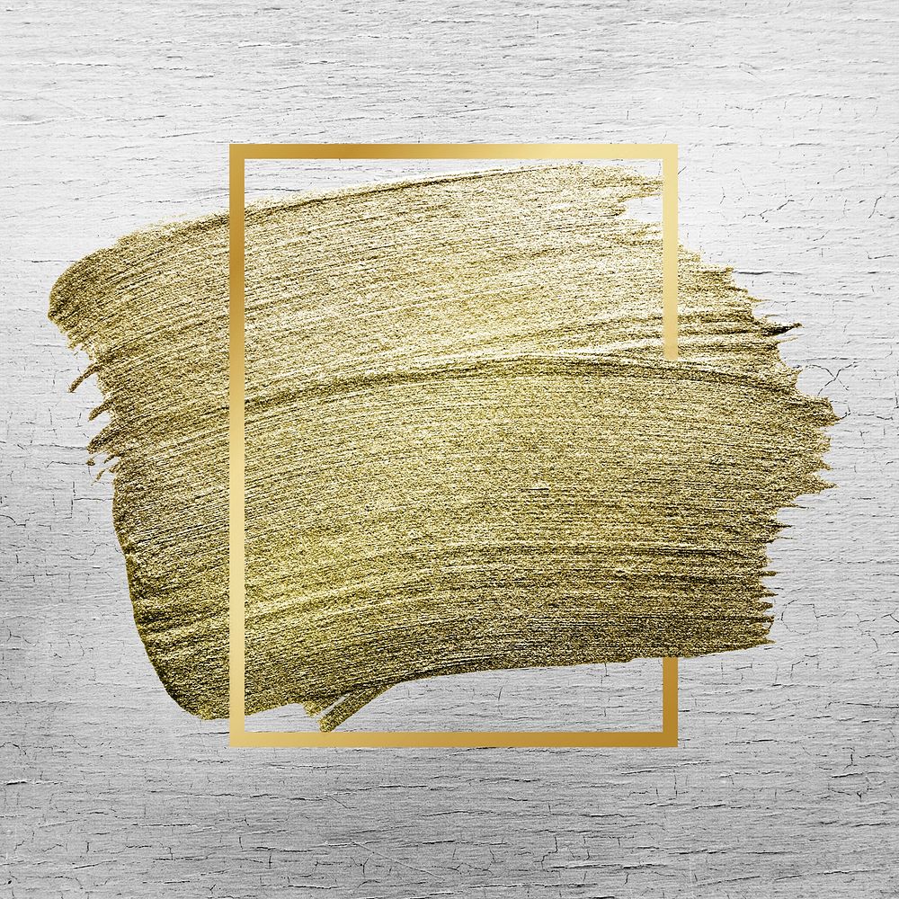 Gold oil paint brush stroke texture on a colored wood background