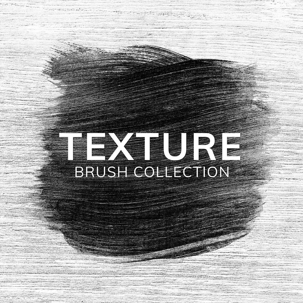 Black oil paint brush stroke texture on a grunge wooden background