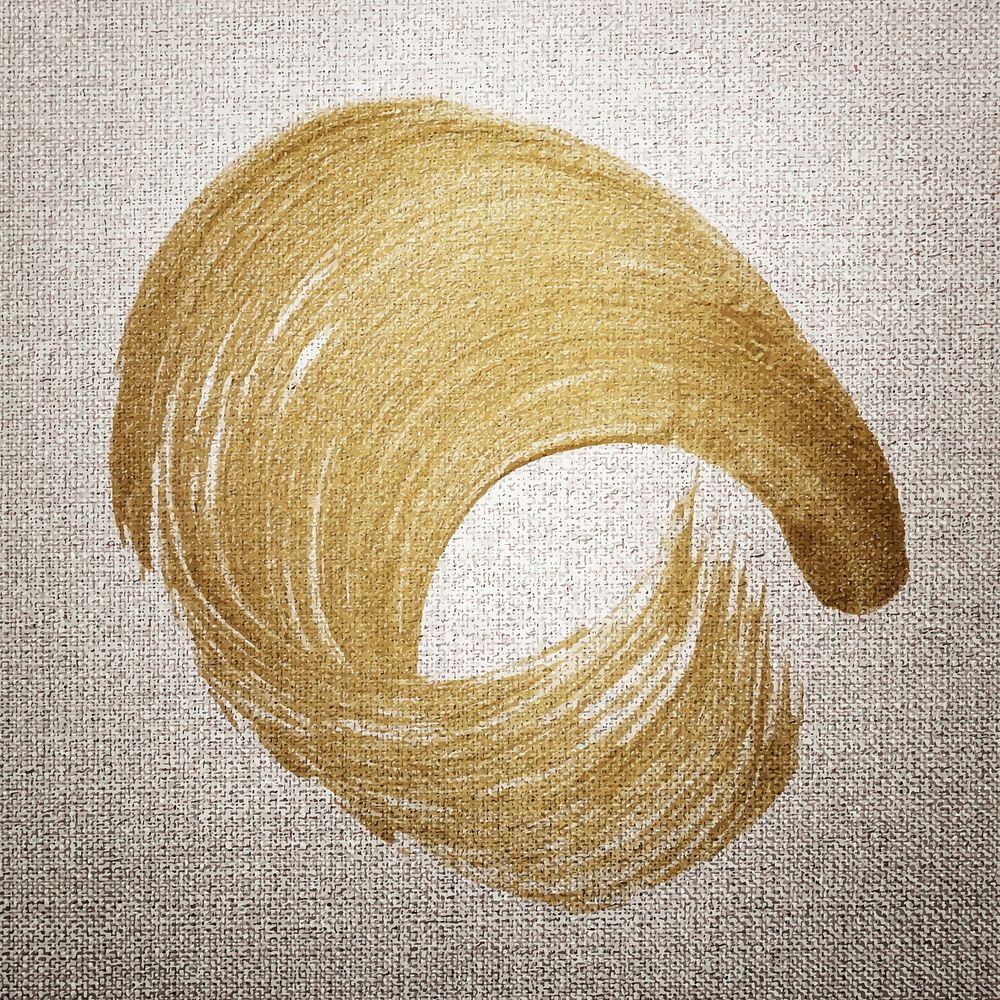 Gold oil paint brush stroke texture on a brown fabric textured background vector