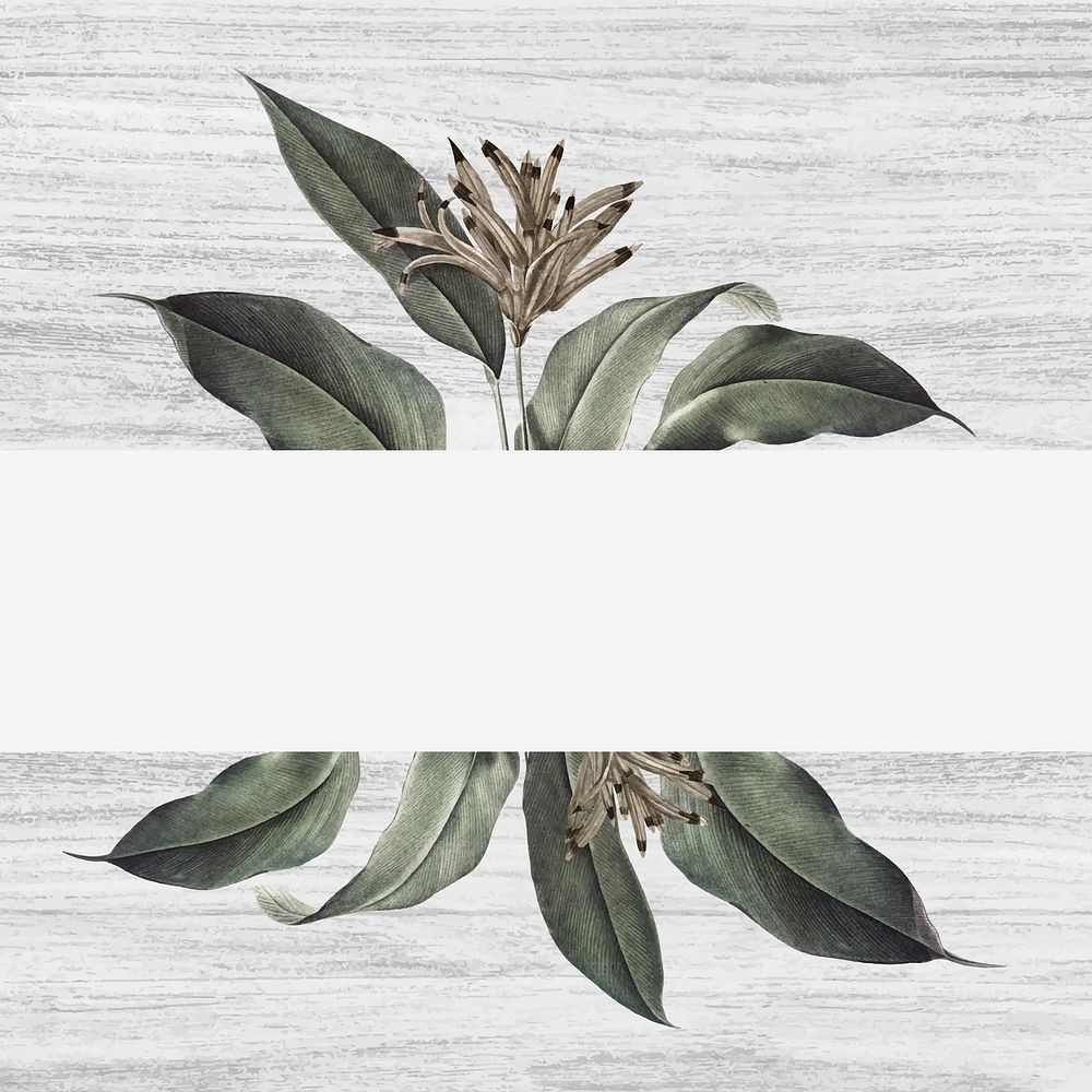 Wooden background with a floral banner vector