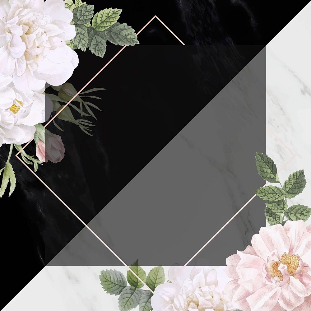 Frame on a marble background with musk rose vector