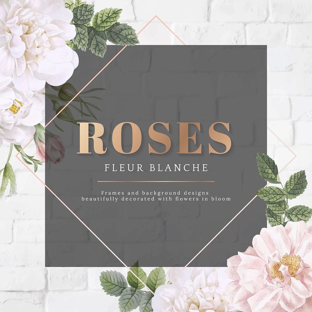 Frame on a brick wall with musk rose vector