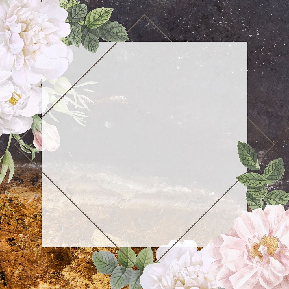 Frame on a stone with musk rose vector