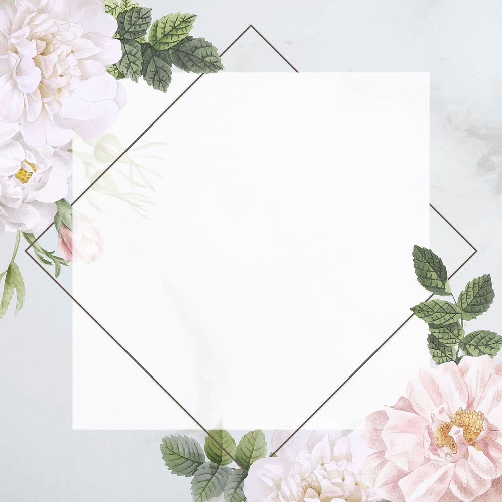 Frame on a marble background with musk rose vector