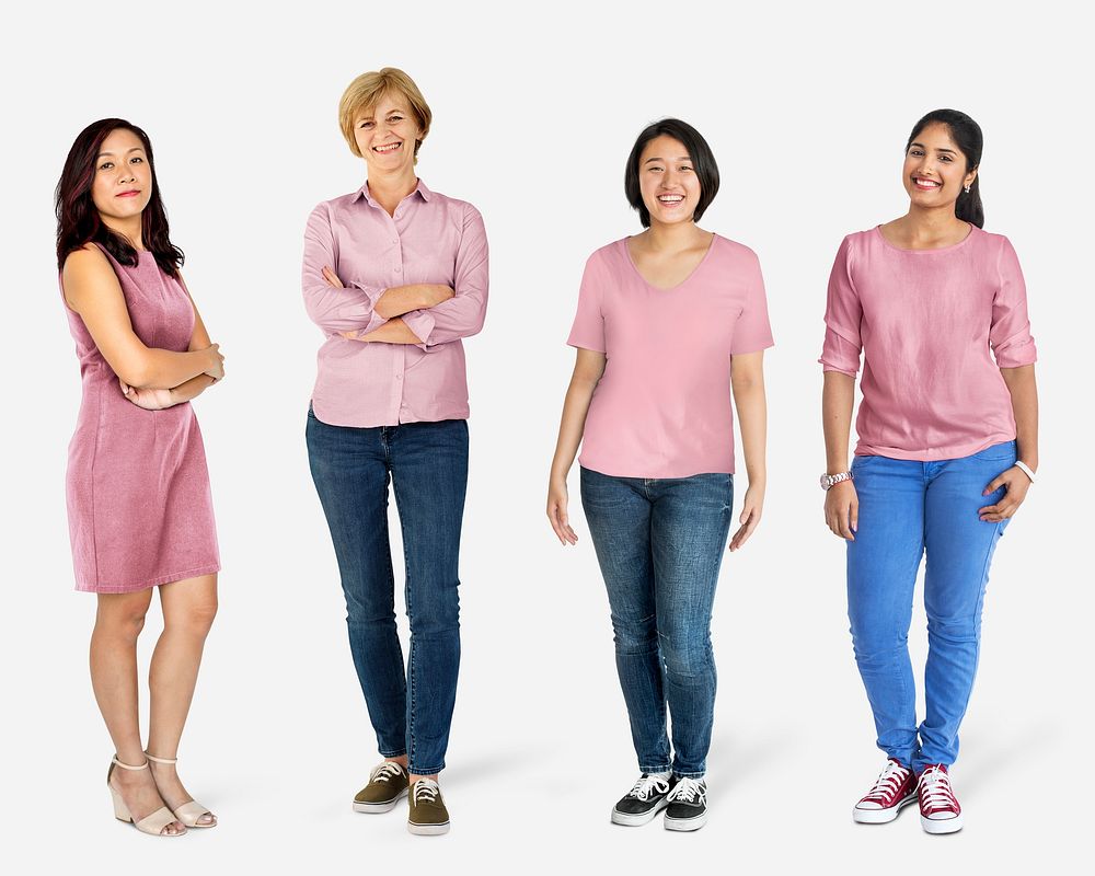 Happy diverse women wearing shirt mockups