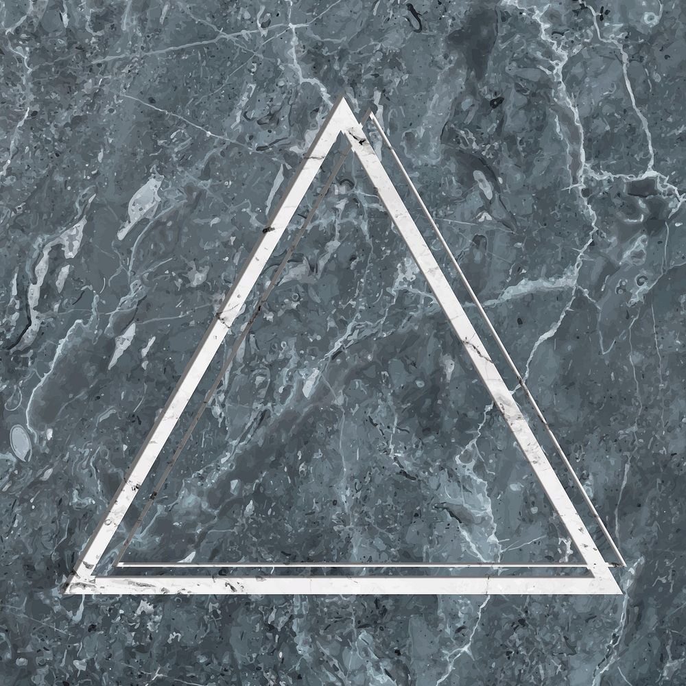 Triangle frame on bluish gray marble textured background