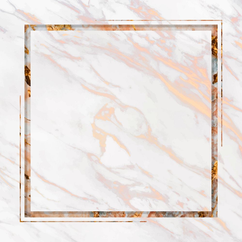 Square frame on white marble textured background vector