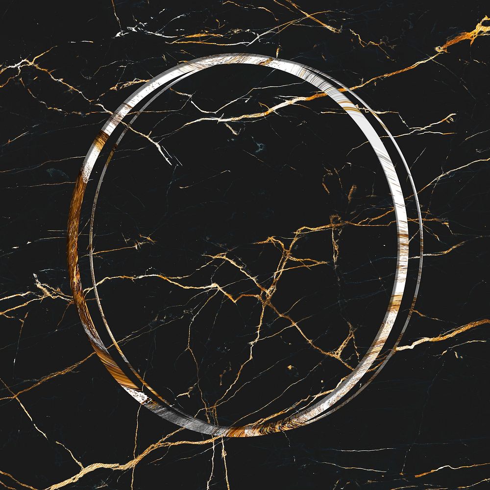 Oval frame on black marble textured background