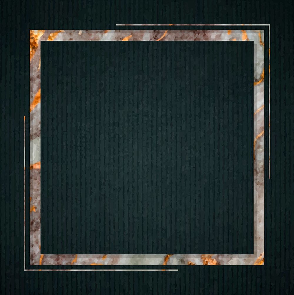 Square frame on dark green fabric textured background vector