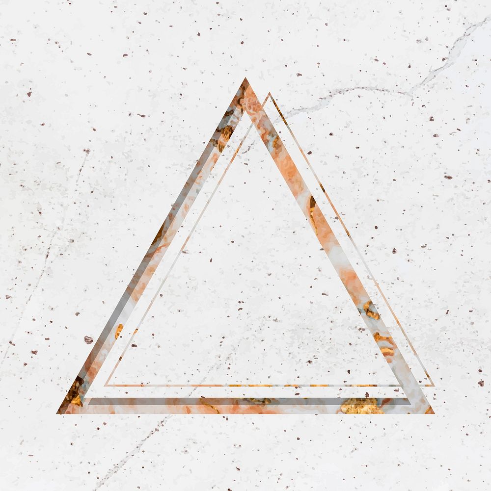 Triangle frame on white marble textured background vector