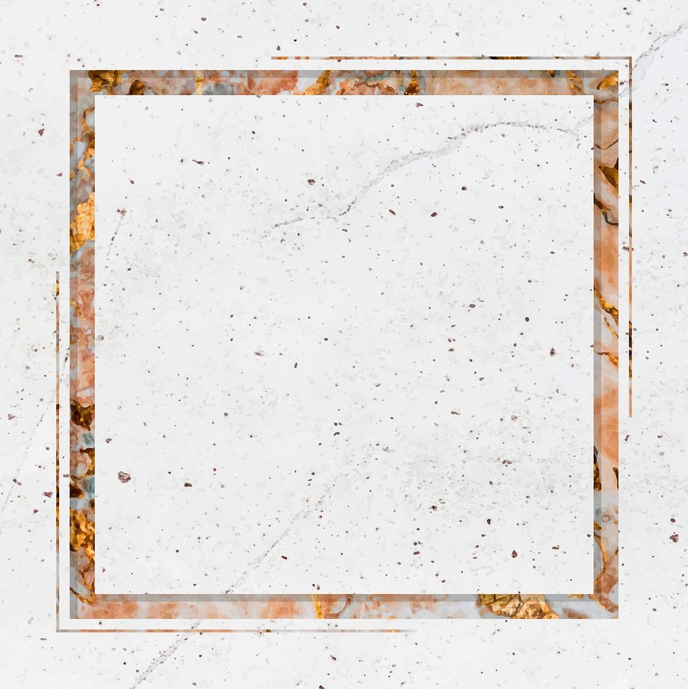 Square frame on white marble textured background vector