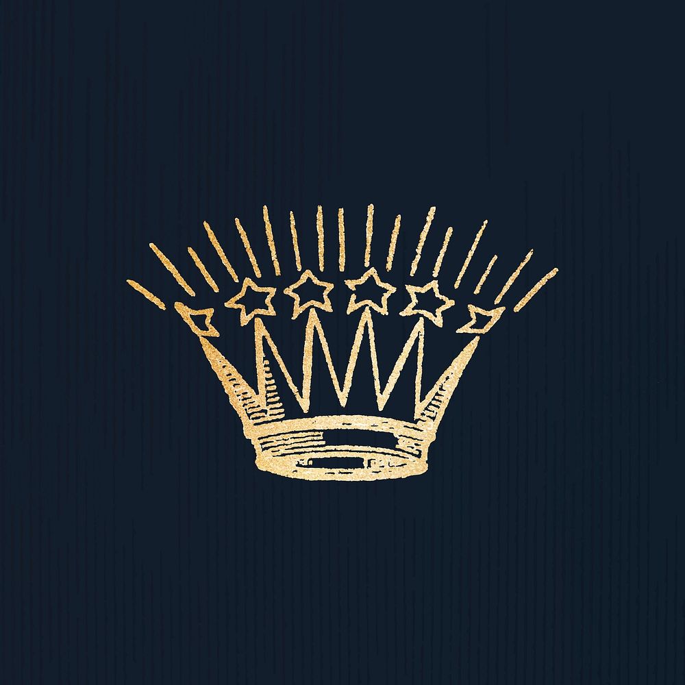 Golden vintage crown on a black background vector
