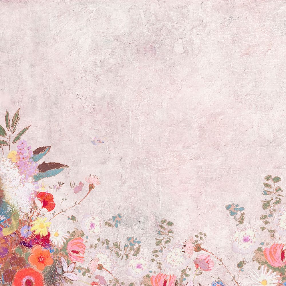 Pink floral wall textured background illustration