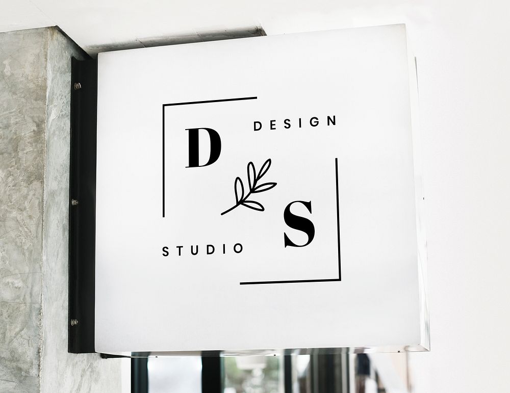 Minimal shop sign mockup with geometric design