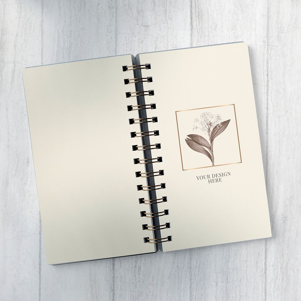 Botanical frame on notebook mockup illustration