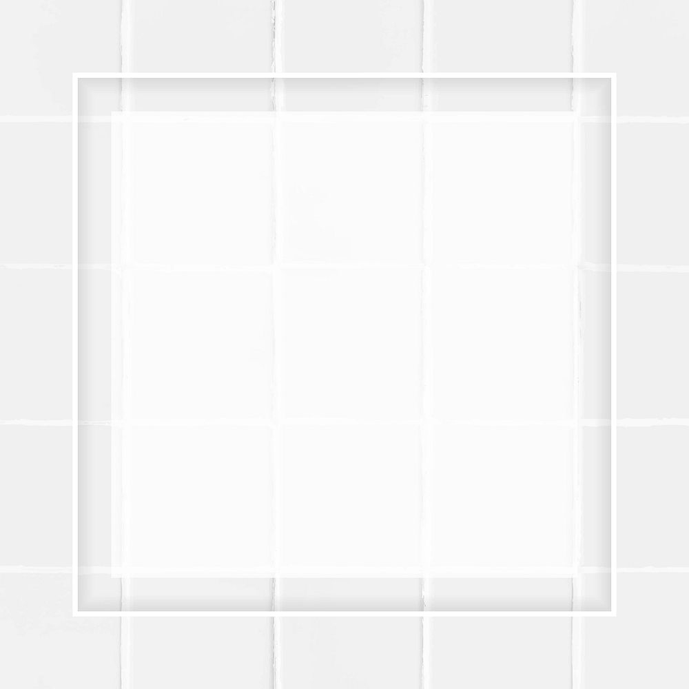 Blank square white tile frame template vector