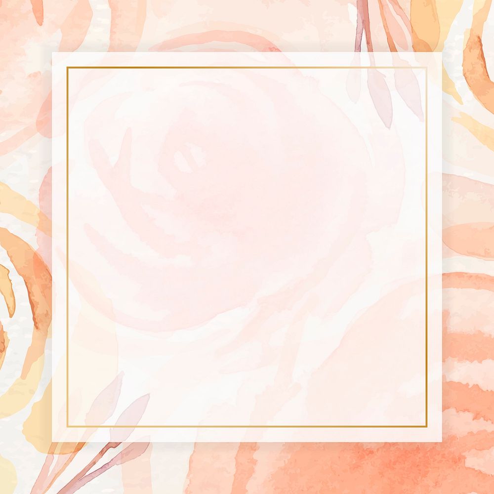 Blank square orange rose frame template vector