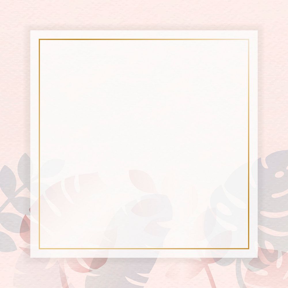 Blank square pastel leaf frame template vector