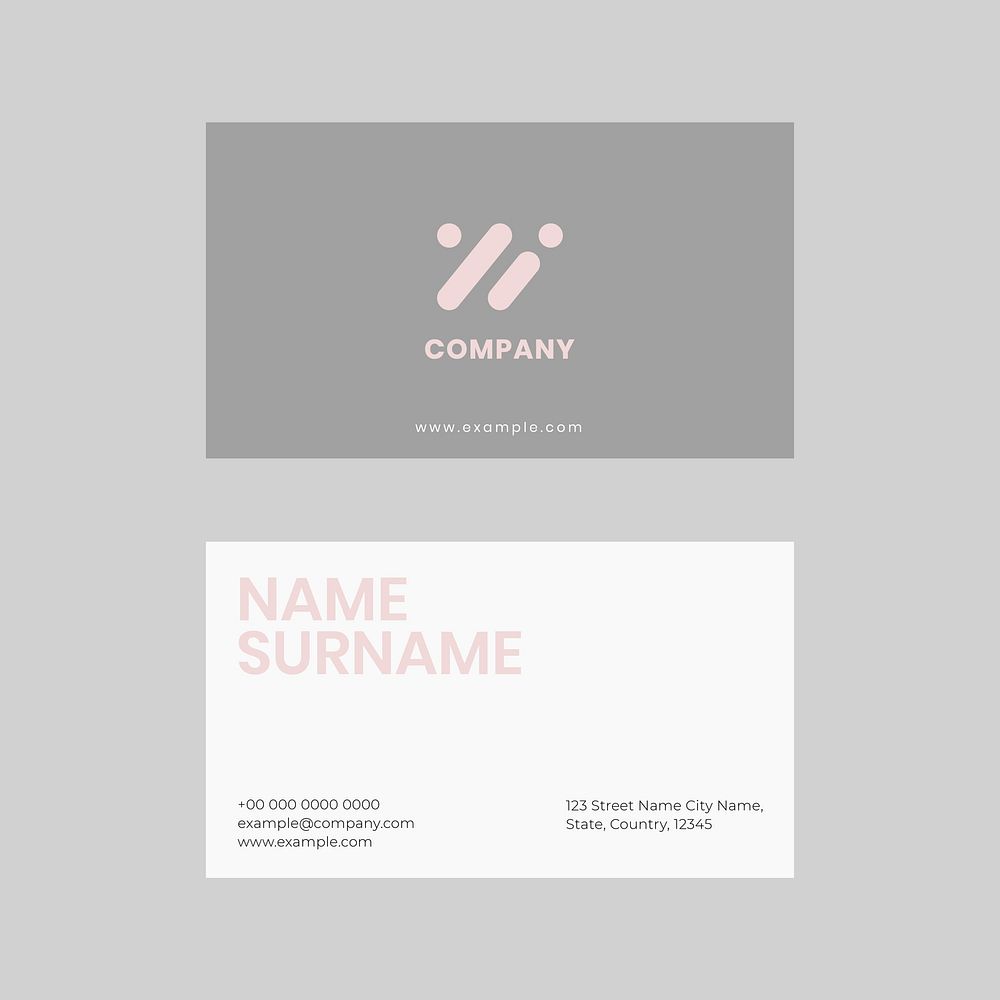Business card template vector in grey and white tone flatlay