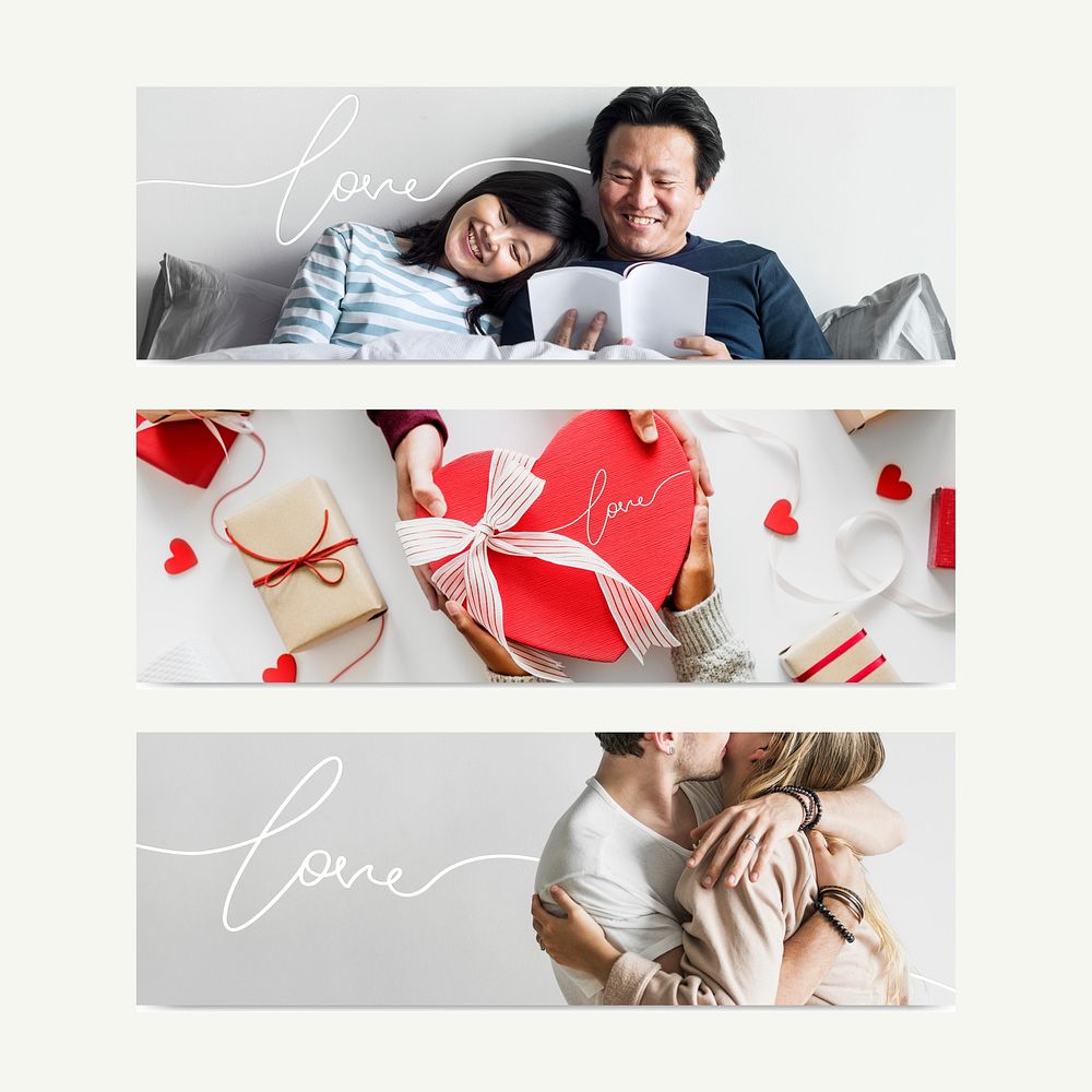 Set of Valentines day and love banners