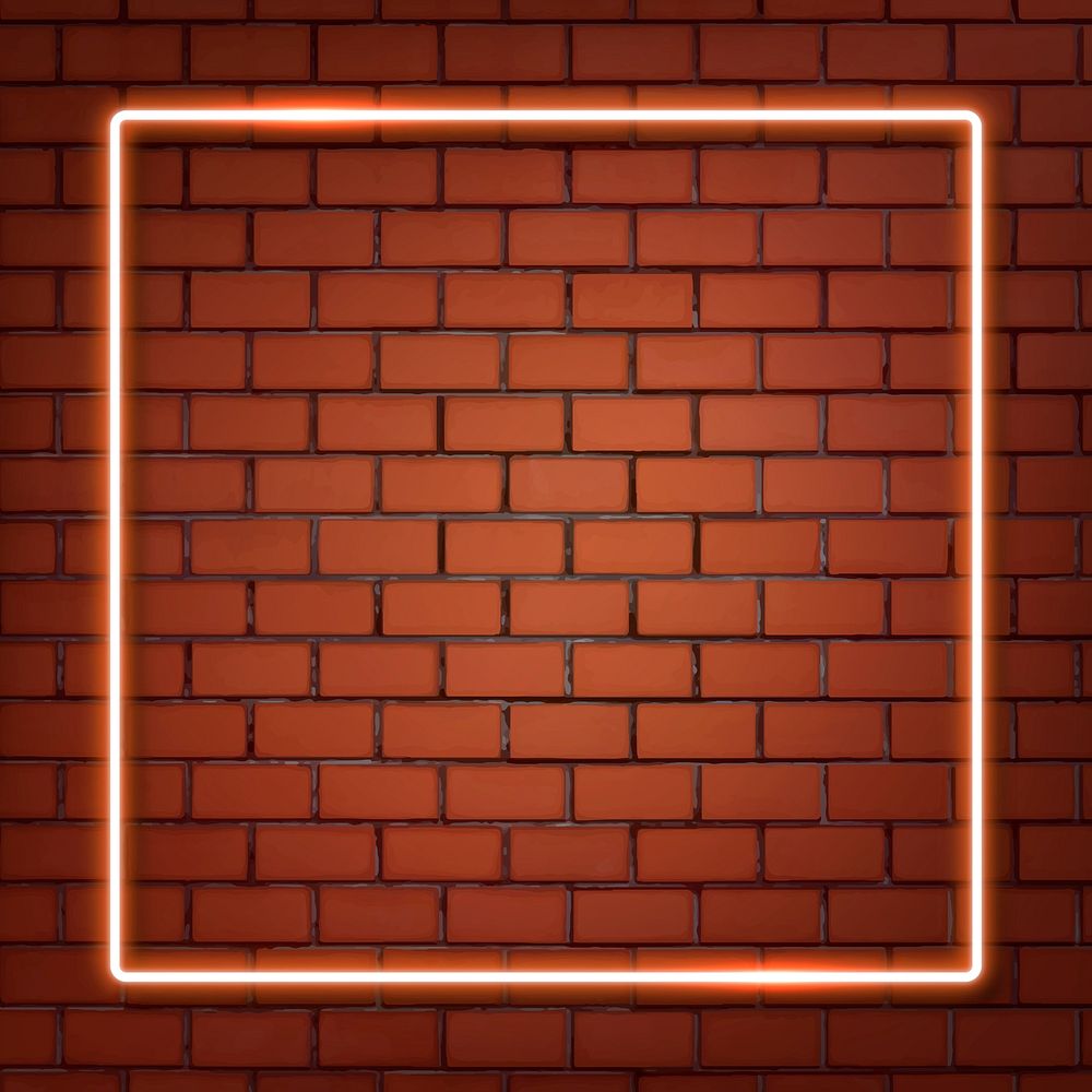 Square orange neon frame on background vector