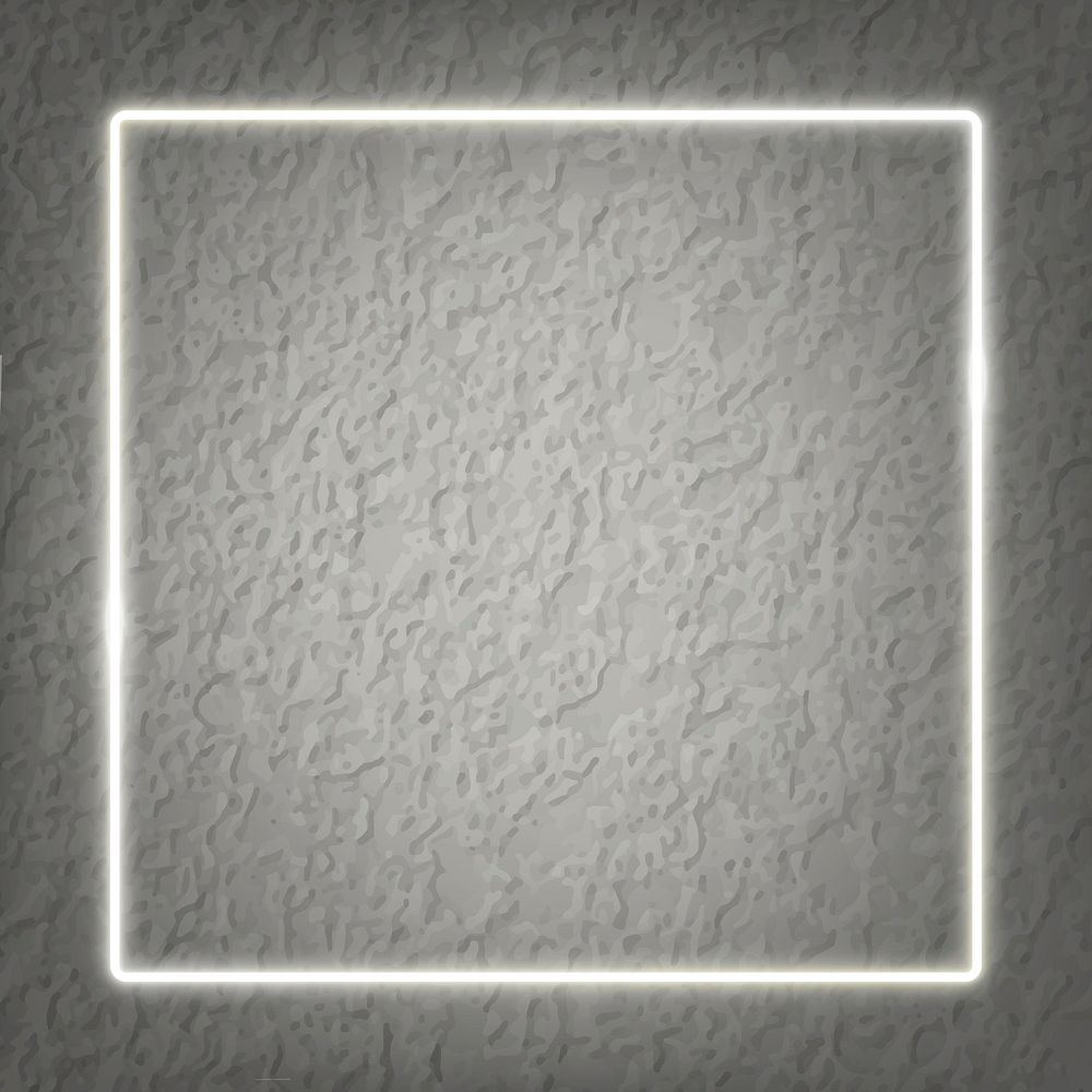 Square white neon frame on a beige cement background vector