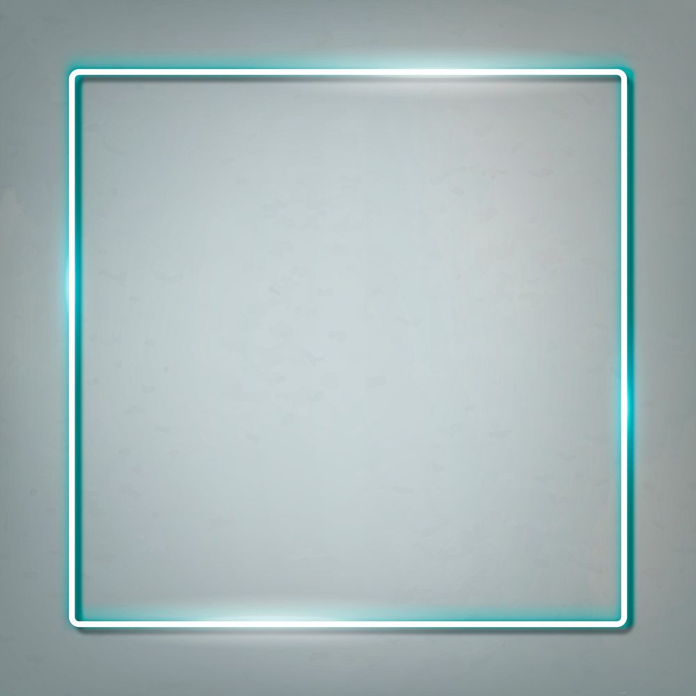 Square blue neon frame on a gray background vector