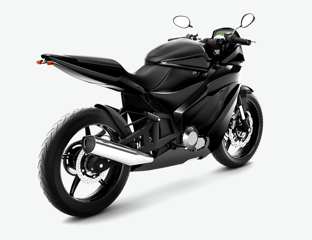 Black sports bike 3D vector