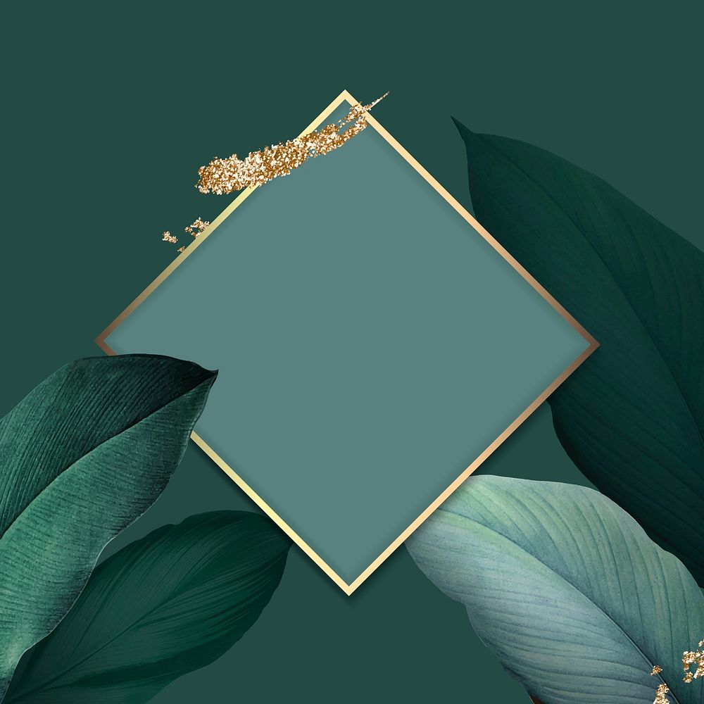 Rhombus foliage frame on green background vector