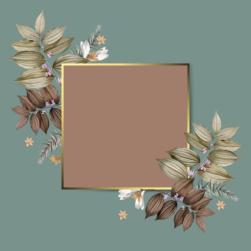 Square foliage frame on green background vector