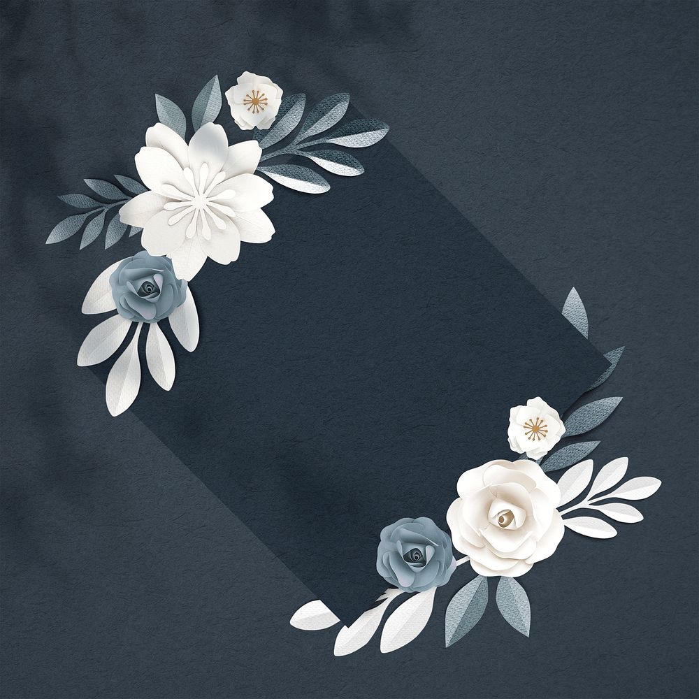 Rhombus paper craft flower frame template illustration