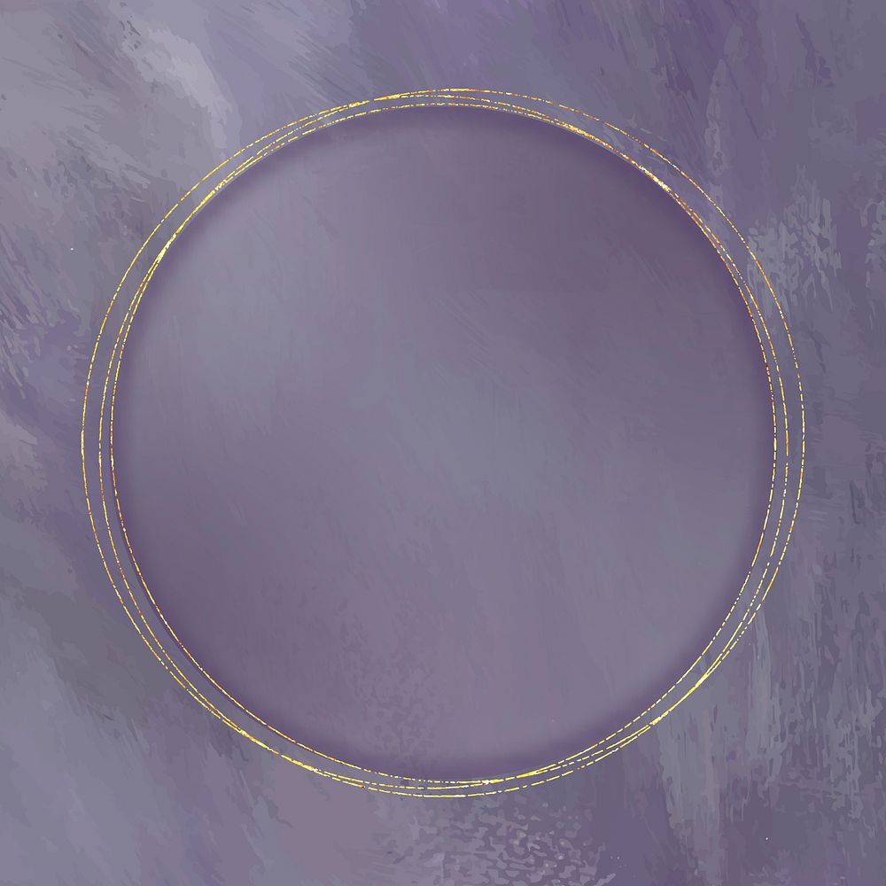 Round gold frame on purple background vector