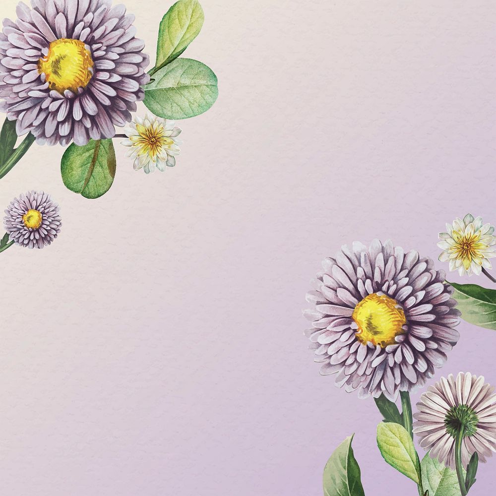 Flower pattern on purple background vector template