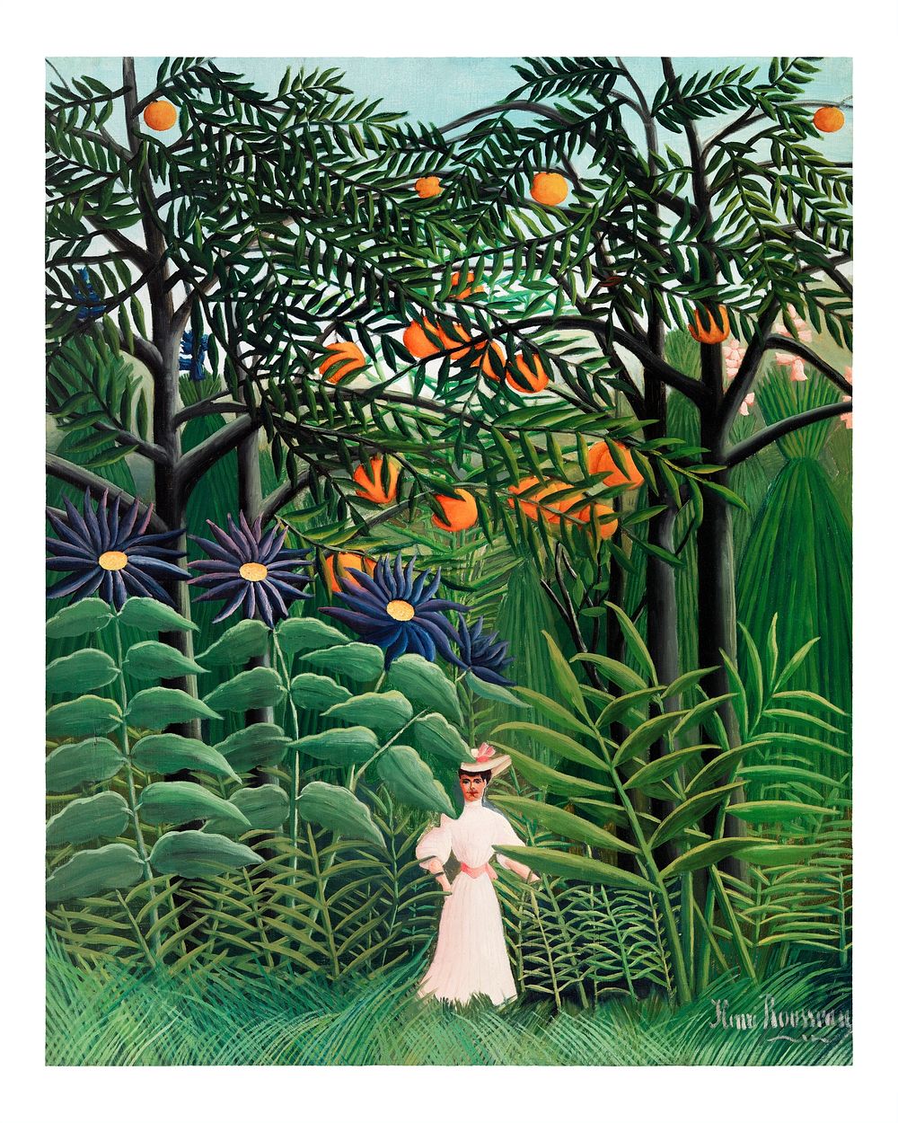 Woman Walking in an Exotic Forest (Femme se promenant dans une forêt exotique) (1905) by Henri Rousseau. Original from…