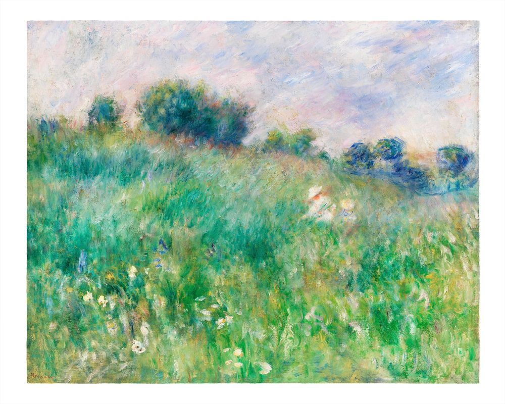 Meadow (La Prairie) (1880) by Pierre-Auguste Renoir. Original from Barnes Foundation. Digitally enhanced by rawpixel.