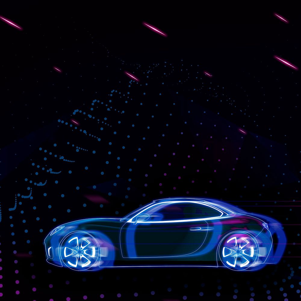Purple neon sports car design