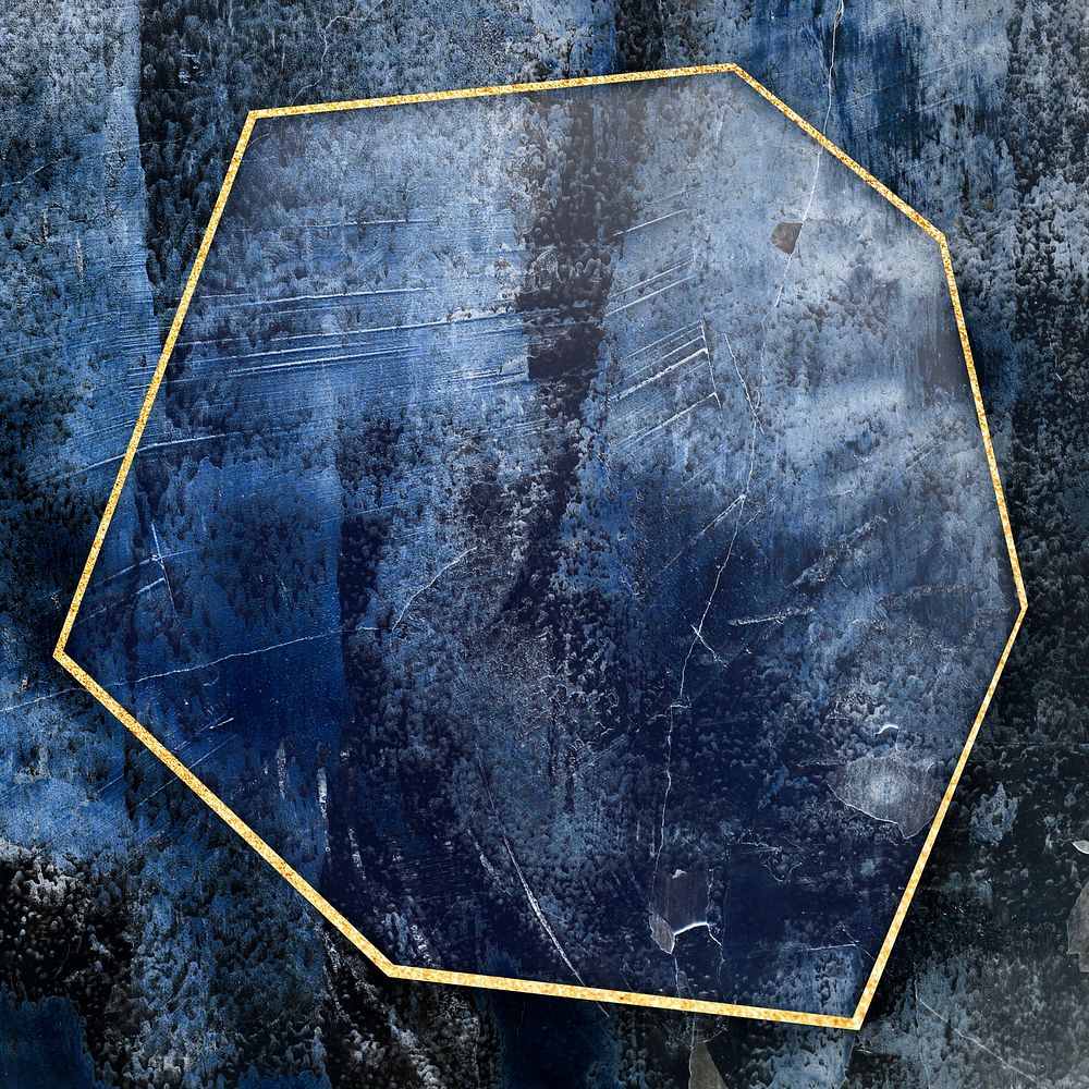 Heptagon gold frame on abstract background illustration