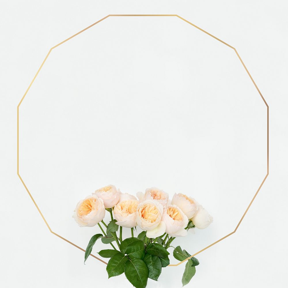 Golden floral dodecagon frame design