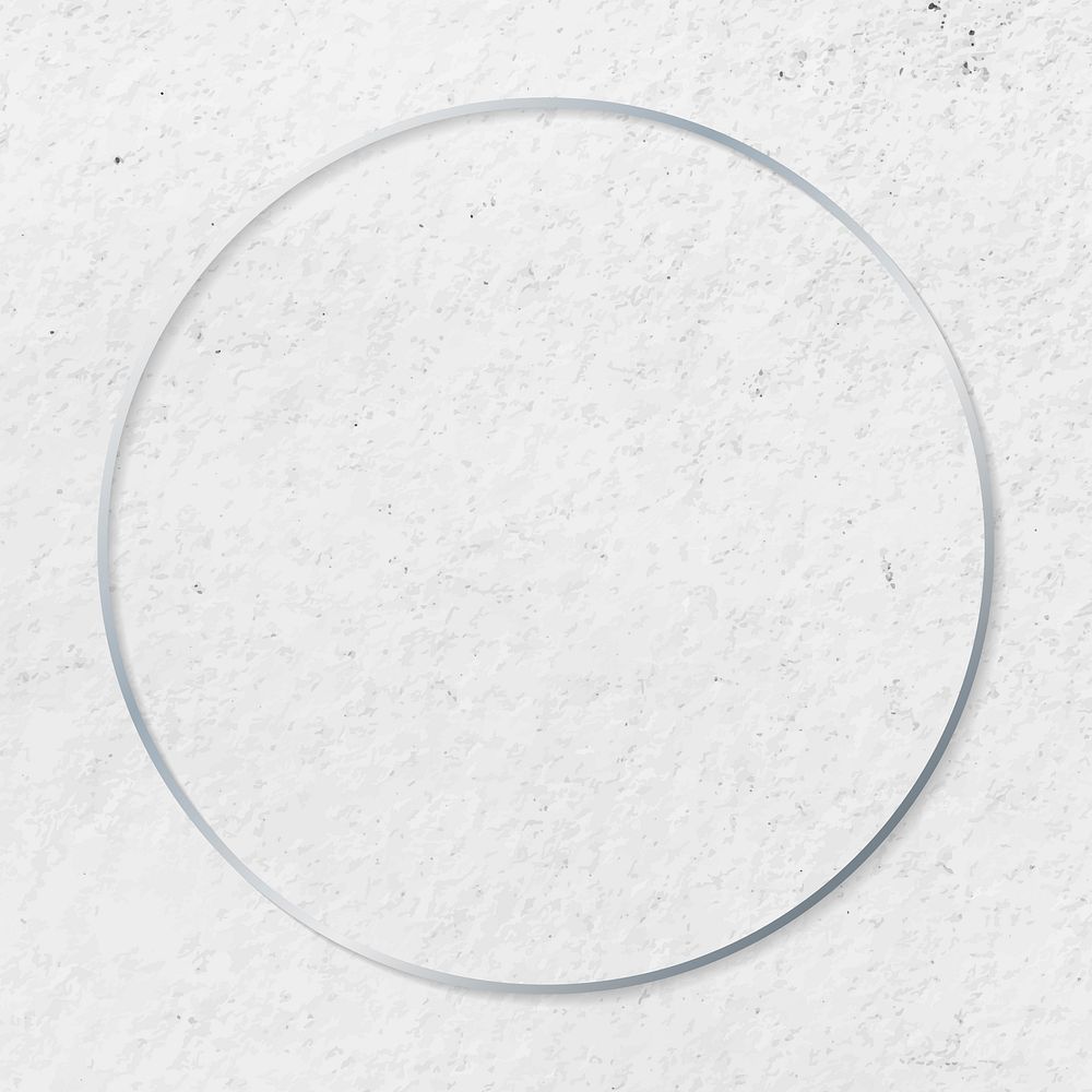 Round silver frame on cement textured background vector