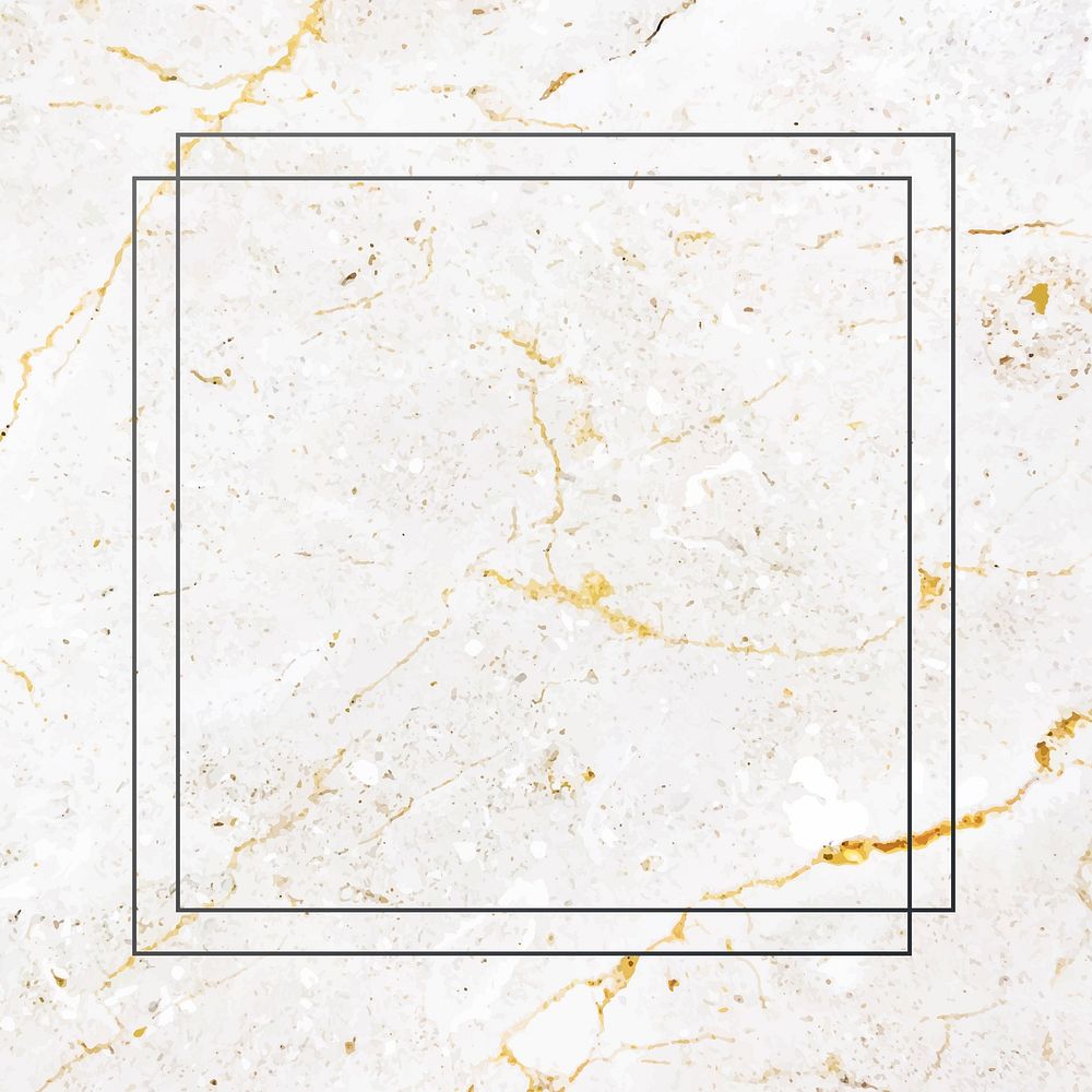 Square black frame on white marble background vector